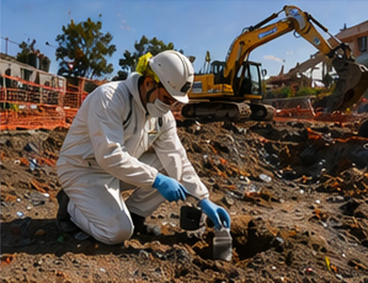 Contamination assessment and soil sampling during site investigation.